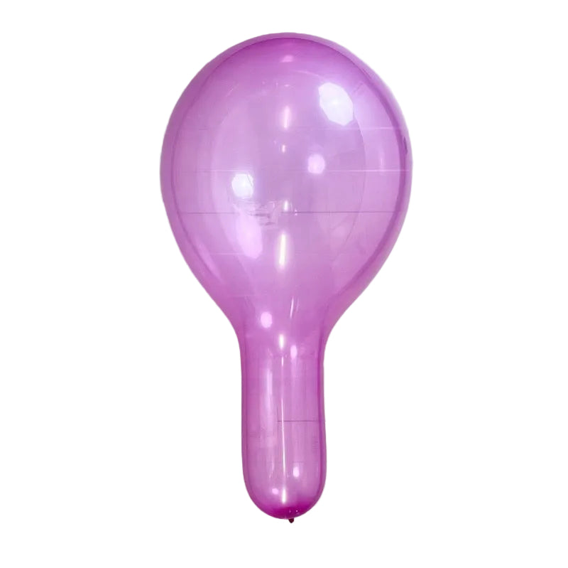A handcrafted, crystal magenta teardrop-shaped balloon.